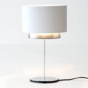 Bordlampe Mattia, oval, dobbel, hvit/sølv