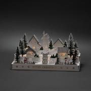 LED-adventsstake Dorf aus Holz, trafo/batterier