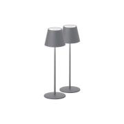 LED-bordlampe batteri Cosenza 2 stk sandgrå 38cm