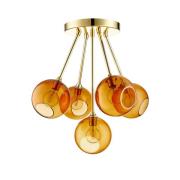 Taklampe Ballroom Molecule, ravfarget, glass, 5 lyskilder