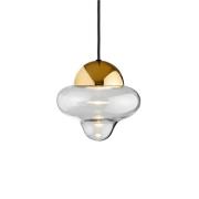 LED-hengelampe Nutty, klar/gullfarget, Ø 18,5 cm, glass