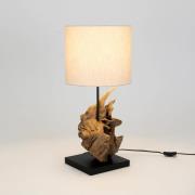 Filicudi bordlampe, beige/trefarget, høyde 60 cm, lin