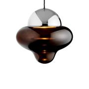 LED-pendellampe Nutty XL, brun/kromfarget, Ø 30 cm