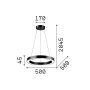 Ideal Lux hengelampe Oracle, svart, 3000 K, Ø 50 cm