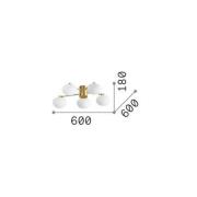 Ideal Lux Hermes taklampe, hvit, 60 cm, 5 lyskilder, glass