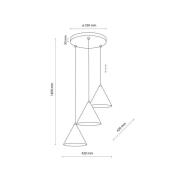 Cono pendellampe, tre lys, rund, Ø 42 cm, hvit