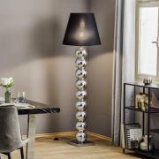 Tekstil gulvlampe Fulda, skjerm svart, fot krom