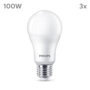 Philips LED-pære E27, 13W 1521lm 2 700 K matt 3stk