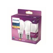 Philips LED-pære E27 10,5 W 2 700 K opal 2 stk