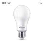 Philips LED-pære E27, 13W 1521lm 2 700 K matt 6stk