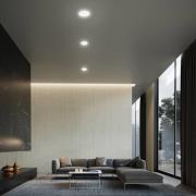 Plat LED innfelt spot, hvit, Ø 10 cm, 4 000K