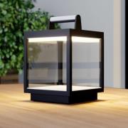 Lucande LED oppladbar bordlampe Cube, aluminium, IP54, dimbar