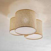 Taklampe Mona Nature, 3 lyskilder, naturfarget lin