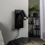 Arcchio spotlight Brinja, svart, metall, USB-C, bryter