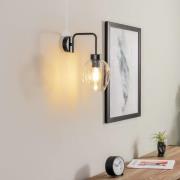 Vegglampe Lukka, 1 lyskilde, svart/klar
