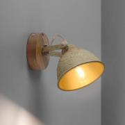 Vegglampe Samia 1-lampe i mangotre med beige struktur