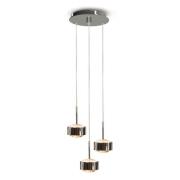 LED-hengelampe Puk Maxx Drop Trio, krom