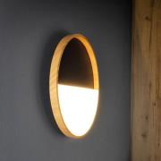 Vista LED-vegglampe, svart/lyst tre, Ø 40 cm