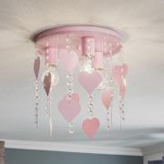 Taklampe Corazon i rosa med hjerte