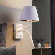 Vegglampe Soho, konisk, leselampe hvit/gull