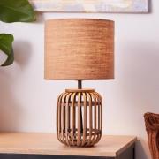 Bordlampe Woodrow av bambus med stoffskjerm