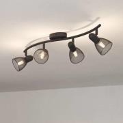 Corvigno downlight, lengde 64 cm, svart, 4 lyskilder, stål