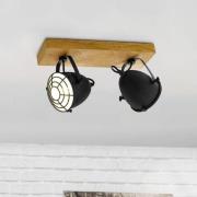 Downlight Gatebeck, tre/svart, 2 lyskilder, tre