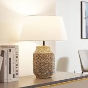 Lindby bordlampe Aelith, Ø 40 cm, brun, keramikk, E27