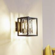 Lucande vegglampe Arcan, krom/sort, krystallglass