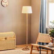 Gulvlampe Corda med stoffskjerm og tykt tau