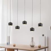 JUST LIGHT. Ballini LED hengelampe, svart, 5 lyskilder, Switchmo