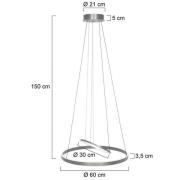 Hengelampe Ringlux, 3 lyskilder, stål, Ø 60 cm