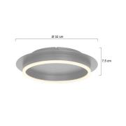 Ringlux taklampe LED, stålfarget, Ø 32 cm, metall