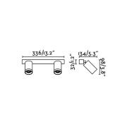 Stan veggspot, hvit, aluminium, bredde 33,6 cm, 2 lyskilder.