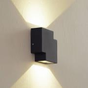 Lindby utendørs LED-vegglampe Fendir, svart, aluminium, 10,5 cm