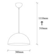 Hengelampe Berceste 231-S, sølvfarget, metall, Ø 30 cm