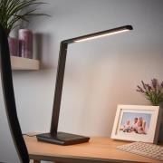 Lindby LED-skrivebordslampe Kuno, svart, USB, berøringsdimmer