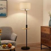 Lindby gulvlampe Zinia, svart, hylle, USB-tilkobling