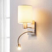 Lindby vegglampe Shajan, 29 cm, tekstil, E27, LED-leselampe