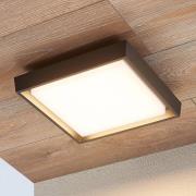 Lucande LED utendørs taklampe Birta, mørkegrå, 27 cm, IP54