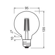 OSRAM LED-filamentpære Globe G95 E27 3,8W Filament 2,700K