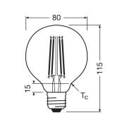 OSRAM LED-filamentpære Globe G80 E27 2,2W Filament 2,700K