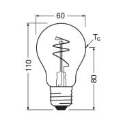 OSRAM LED Vintage E27 4,9W 2.700K Spiral Filament gull dimbar