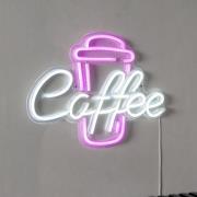 Coffee LED-vegglampe, rosa/hvit, pleksiglass, 40 x 30 cm USB