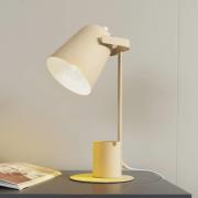 Lindby bordlampe Ilmar, beige/hvit, metall, Ø 12 cm