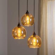 Hengelampe gull 021 3 lyskilder rondel glass Ø20cm