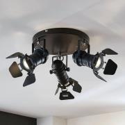 Lindby downlight Tilen, 3 lyskilder, svart, metall, Ø 54 cm