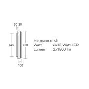 HerzBlut LED-vegglampe Hermann midi, eik natur, dimbar