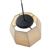 Bover LED-hengelampe Tanit, Ø 61 cm, svart/beige, stoff