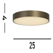 Palma LED-taklampe, bronsefarget, Ø 25 cm, stål/akryl